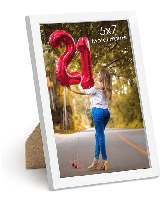 5x7 White Metal Frame + Photo
