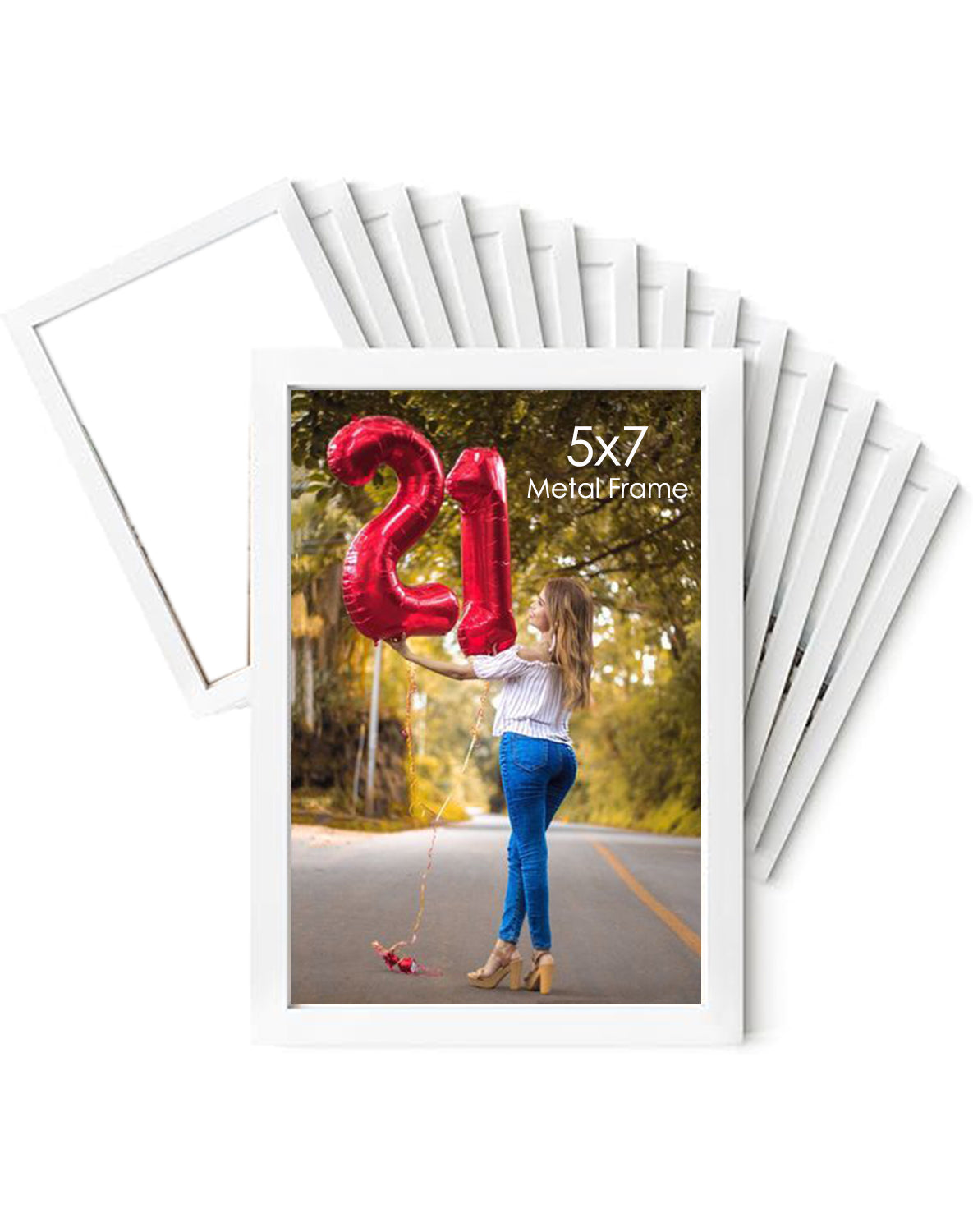 5x7 White Metal Frame + Photo