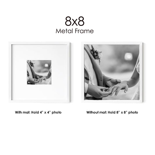 8x8 White Metal Frame + Photo