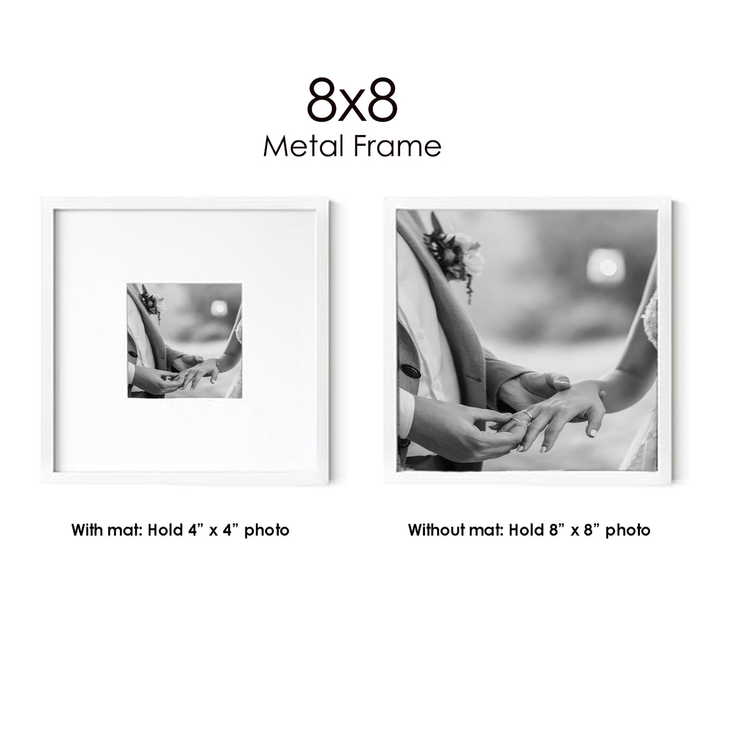 8x8 White Metal Frame + Photo